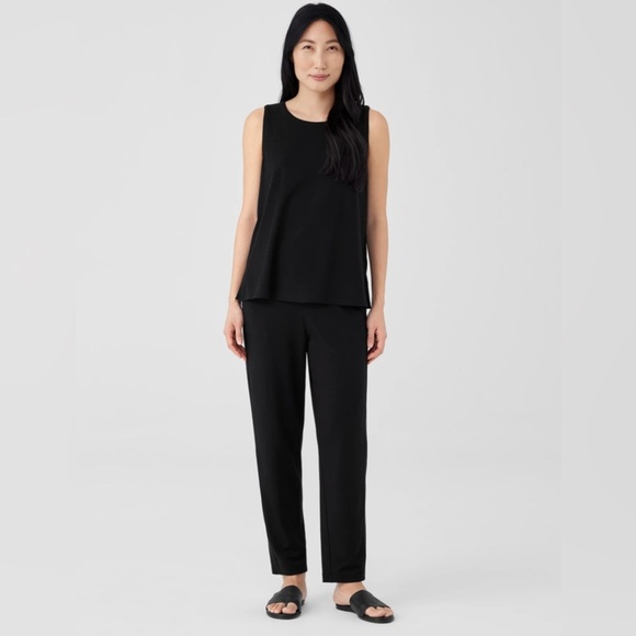 Eileen Fisher Stretch Jersey Knit Jewel Neck Tank Black Size Small NWT $98 - Picture 1 of 9